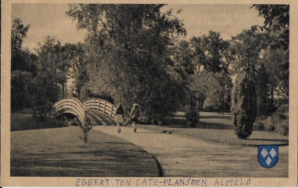 Sus32 oude ansichtkaart almelo egbert ten cate plantsoen, Ophalen of Verzenden, 1940 tot 1960, Gelopen, Overijssel