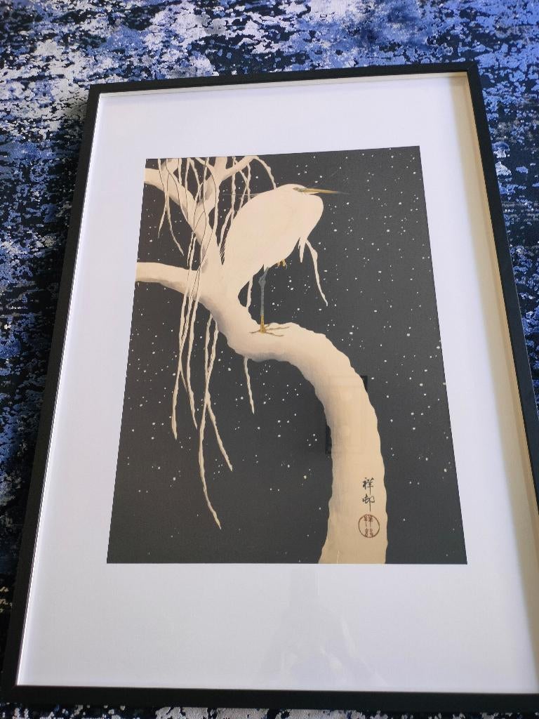 Poster Japanse Kraanvogel incl. lijst, Ophalen, Zo goed als nieuw