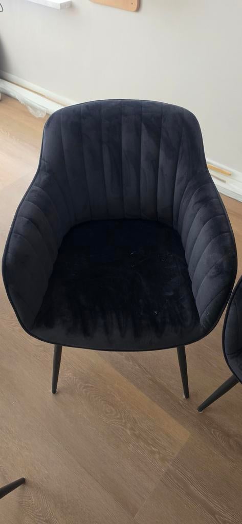 Set van 4 zwarte eettafelstoelen met armleuning, Huis en Inrichting, Stoelen, Ophalen