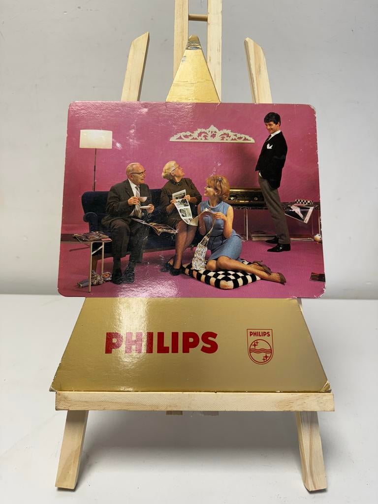 Vintage Philips reclamebord - Jaren '60 interieur, Ophalen of Verzenden