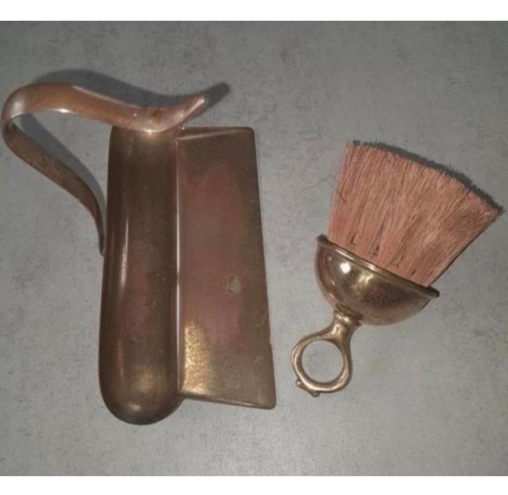 1920 Antiek UK Kruimeldief Koper Messing Set kruimelveger, Ophalen of Verzenden