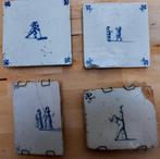 EEN SET VAN 4 ZEER OUDE DELFTS BLAUW TEGELS, Verzenden