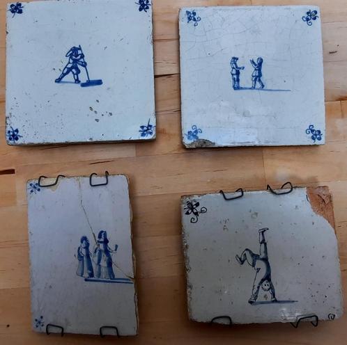 EEN SET VAN 4 ZEER OUDE DELFTS BLAUW TEGELS, Antiek en Kunst, Antiek | Wandborden en Tegels, Verzenden