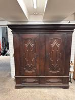 Antieke eikenhouten boerenkast, Ophalen of Verzenden