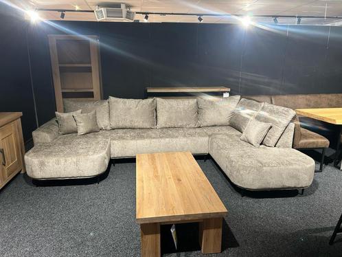 NIEUW! U bank Leon laatste ! Direct leverbaar groot stof !!, Huis en Inrichting, Banken | Complete zithoeken, Nieuw, Hout, Kunststof