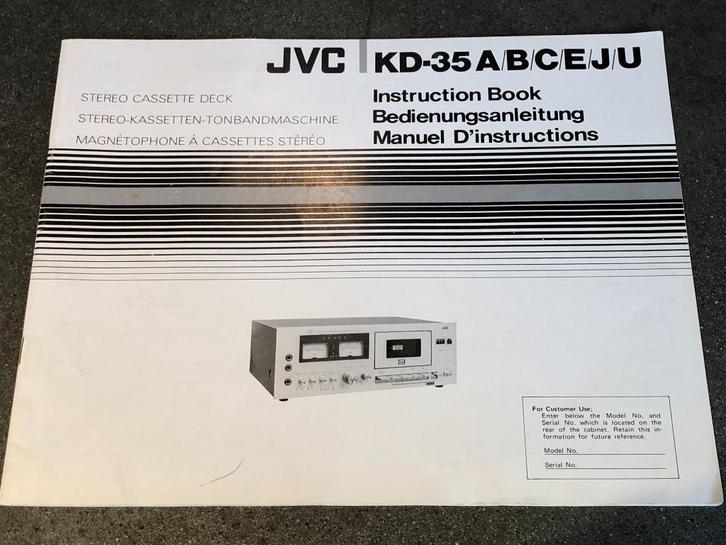 JVC KD-35 cassettedeck manual handleiding, Audio, Tv en Foto, Cassettedecks, Enkel, JVC, Ophalen of Verzenden