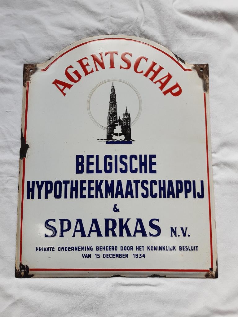 emaille bord verzekering orgineel jaren 30, Antiek en Kunst, Antiek | Emaille, Ophalen of Verzenden