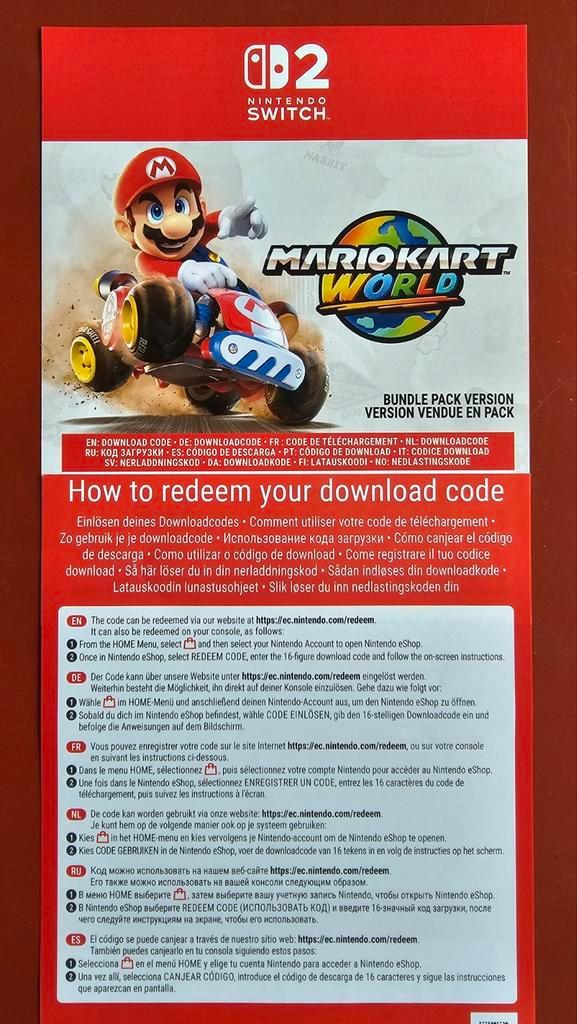 Mario Kart World voor Switch 2 code., Spelcomputers en Games, Games | Nintendo Switch, Zo goed als nieuw, Racen en Vliegen, 3 spelers of meer