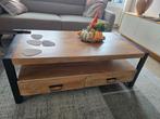Stoere industriële salontafel met lades, Huis en Inrichting, Tafels | Salontafels, Ophalen, 100 tot 150 cm, Mangohout, 50 tot 100 cm
