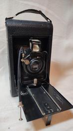 Vintage Balgcamera met lederen tas, Audio, Tv en Foto, Fotocamera's Analoog, Ophalen of Verzenden, Gebruikt, Compact, Overige Merken