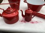 Vintage Rode Emaille Keuken Set, Antiek en Kunst, Antiek | Emaille, Ophalen