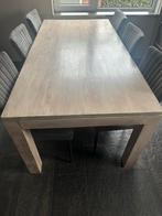Teak houten tafel - White Wash, Landelijk uitstraling, Gebruikt, Teakhout, Vijf personen of meer