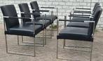 Bert Plantagie Design eetkamerstoelen zwart leer Clark rvs16, Huis en Inrichting, Stoelen, Ophalen, Zwart, Arco frame vitra stijl
