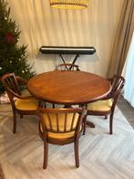 Retro ronde eettafel met 4 stoelen, Ophalen, Gebruikt, 4 tot 6 stoelen