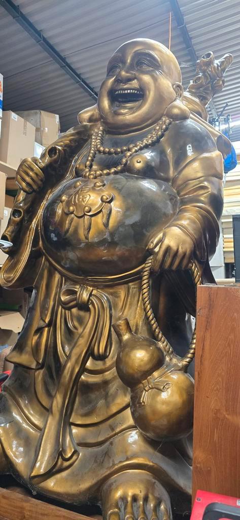 Grote gouden Boeddha lachende beeld, Antiek en Kunst, Kunst | Beelden en Houtsnijwerken, Ophalen of Verzenden