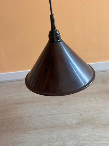 Vintage emaille hanglamp donkerbruin beschikbaar voor biedingen