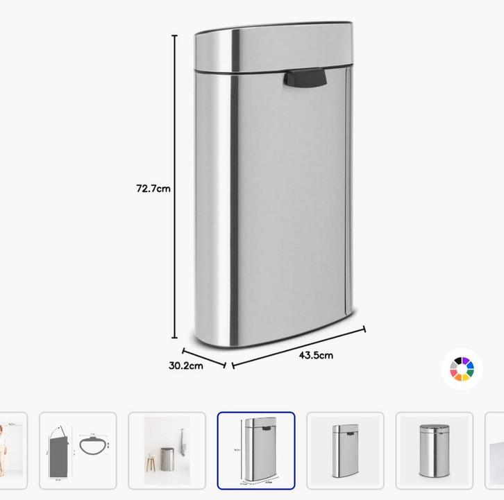 Brabantia Touch Bin 40L - Afvalemmer, Huis en Inrichting, Woonaccessoires | Prullenbakken, Gebruikt, Metaal, 50 tot 75 cm, 40 liter of meer