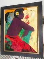 Vrouw met ontbloot bovenlijf  - Krijono (Indon. 1951-2011), Antiek en Kunst, Kunst | Schilderijen | Klassiek, Ophalen
