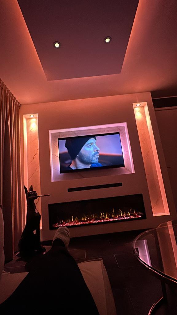 Elektrische sfeerhaard - 163 cm breed, Huis en Inrichting, Kachels, Nieuw, Hangend, Overige soorten, Elektrisch, Ophalen of Verzenden