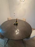 Prachtige marmeren eettafel met 6 stoelen, 100 tot 150 cm, Rond, Ophalen of Verzenden, Zo goed als nieuw