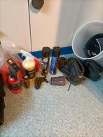 Motor schoonmaak spullen, kettingspray, schoenen, tas, slot, Ophalen