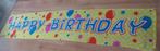 Banner Vlag Happy Birthday + Partytime ZGAN/NEW 300x60, Hobby en Vrije tijd, Feestartikelen, Nieuw, Feestartikel, Verzenden, Verjaardag
