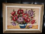 Geborduurde schilderijen met bloemen, Ophalen of Verzenden, Zo goed als nieuw, Schilderij, Minder dan 50 cm