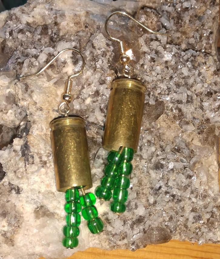 Handgemaakte oorbellen van gerecycled messing kogelhulzen, Sieraden, Tassen en Uiterlijk, Oorbellen, Nieuw, Hangers, Overige materialen