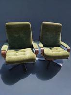 Set van 2 vintage 70'r design draaistoelen, fauteuil., Huis en Inrichting, Fauteuils, Ophalen, Hout, ., Minder dan 75 cm