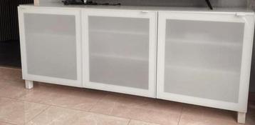 3x ikea besta  kast deur wit melkglas