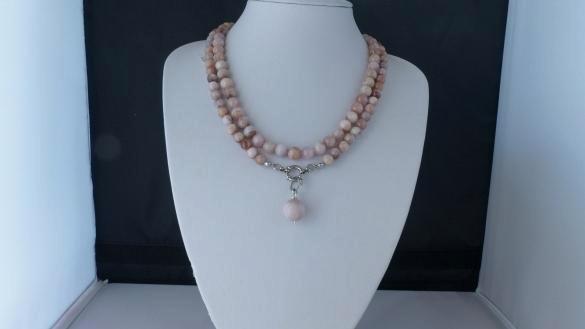 KUNZIET ketting/oorhanger-set, Sieraden, Tassen en Uiterlijk, Kettingen, Nieuw, Steen of Mineraal, Roze, Met edelsteen, Met hanger