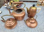 4 antieke koperen Theepotjes, Ophalen of Verzenden, Koper
