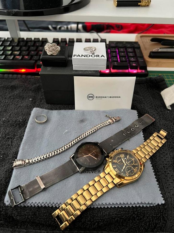 Sieraden, Ringen, Armband, Horloges, Sieraden, Tassen en Uiterlijk, Horloges | Heren, Zo goed als nieuw, Overige merken, Zilver