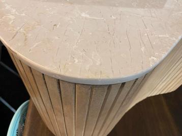 Bijzettafel Beige Marmer Mango Japandi 70x47 Kira beschikbaar voor biedingen