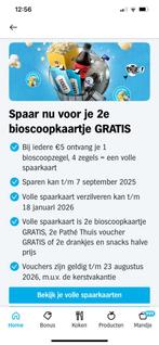 5 AH Bioscoopkaartjes 2de bioscoopkaartje gratis, Tickets en Kaartjes, Eén persoon, Kortingsbon, Overige typen