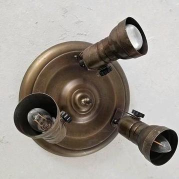Vintage Plafondlamp Jaren 70 - 3 Spots Brons beschikbaar voor biedingen