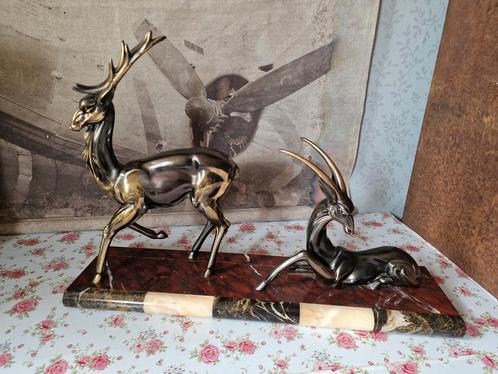 Art deco schouwstuk herten, Antiek en Kunst, Antiek | Woonaccessoires, Ophalen of Verzenden
