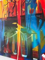 Groot vintage  schilderij graffiti style, Ophalen
