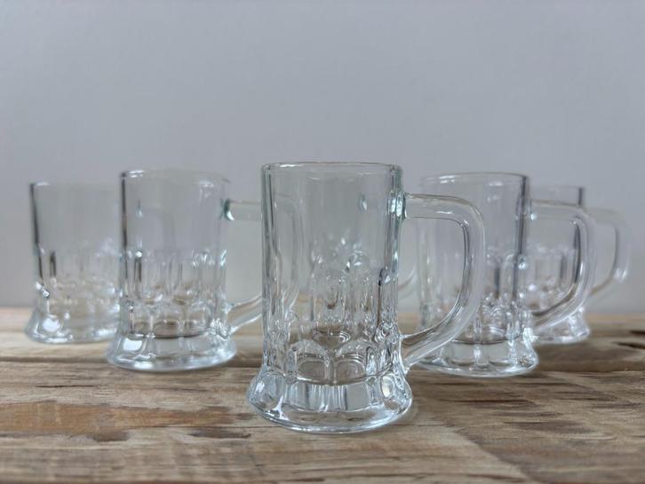 Bierpul borrel/shotglaasjes / France, Reims - 6 stuks, Antiek en Kunst, Antiek | Glas en Kristal, Ophalen of Verzenden