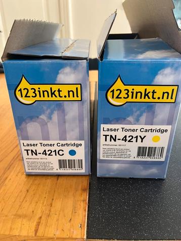 2x 123inkt toner (TN-421C & TN-421Y) – nieuw & verzegeld! beschikbaar voor biedingen