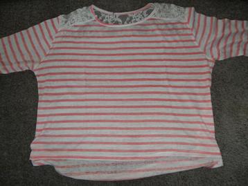 Leuk sportief damesshirt (roze/wit gestreept) beschikbaar voor biedingen