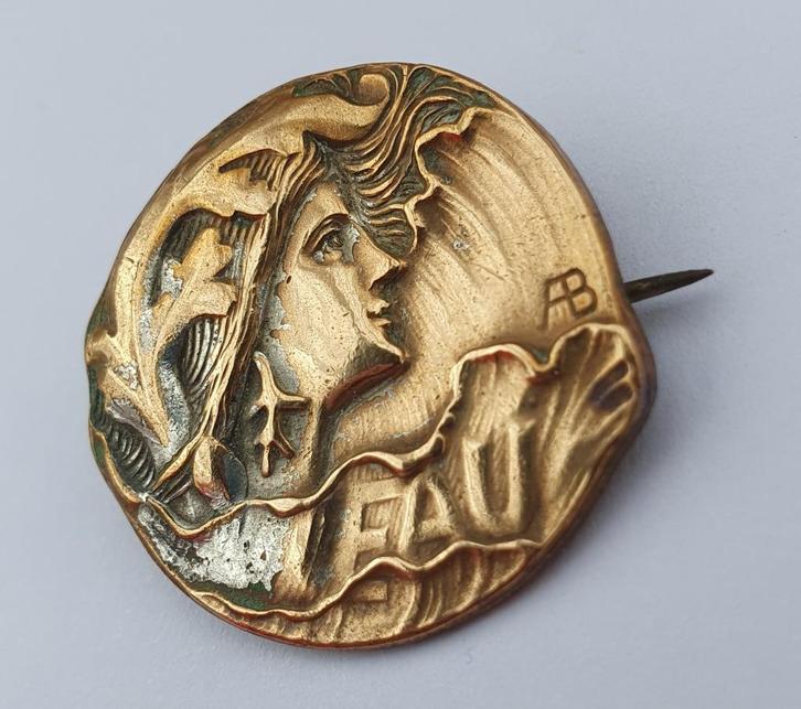 Arthus Bertrand of Armand Bargas broche art nouveau, Sieraden, Tassen en Uiterlijk, Antieke sieraden, Broche, Overige materialen