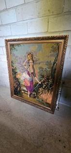 Geborduurde schilderij met goudkleur lijst, Antiek en Kunst, Ophalen of Verzenden