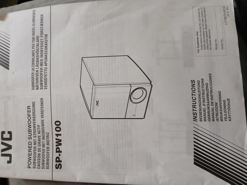 JVC Subwoofer gebruiksaanwijzing SP-PW100, Audio, Tv en Foto, Beamers, Zo goed als nieuw, Overige technologieën, Ophalen