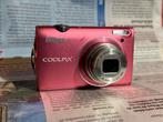 Nikon Coolpix S5100 – Roze Compactcamera+Lader, Accu Hoesje, Audio, Tv en Foto, Fotocamera's Digitaal, Japan, Ophalen of Verzenden