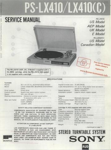 Sony, ps-lx400 originele service manual platenspeler beschikbaar voor biedingen