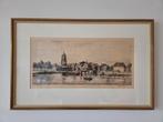 Houtskooltekening Gorinchem, ingelijst, Antiek en Kunst, Kunst | Etsen en Gravures, Ophalen
