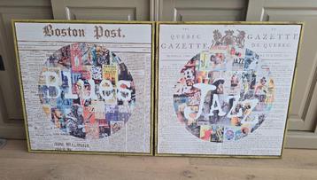 2 Canvas schilderijen Quebec Gazette Jazz, Boston Post Blues beschikbaar voor biedingen