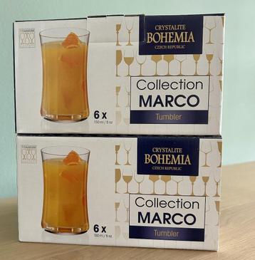 Crystalite Bohemia tumbler glazen, collection Marco 12 stuks beschikbaar voor biedingen