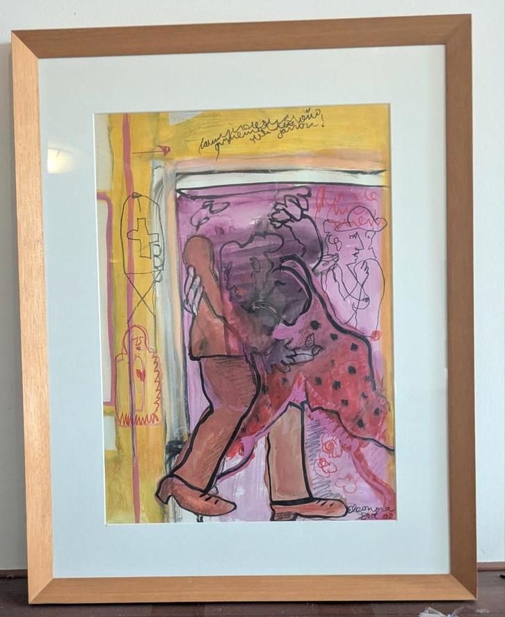 Eleonora Stol Abstract Schilderij met Figuren, Antiek en Kunst, Kunst | Tekeningen en Foto's, Ophalen